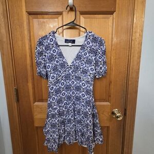 Blue and White Patterned Dress